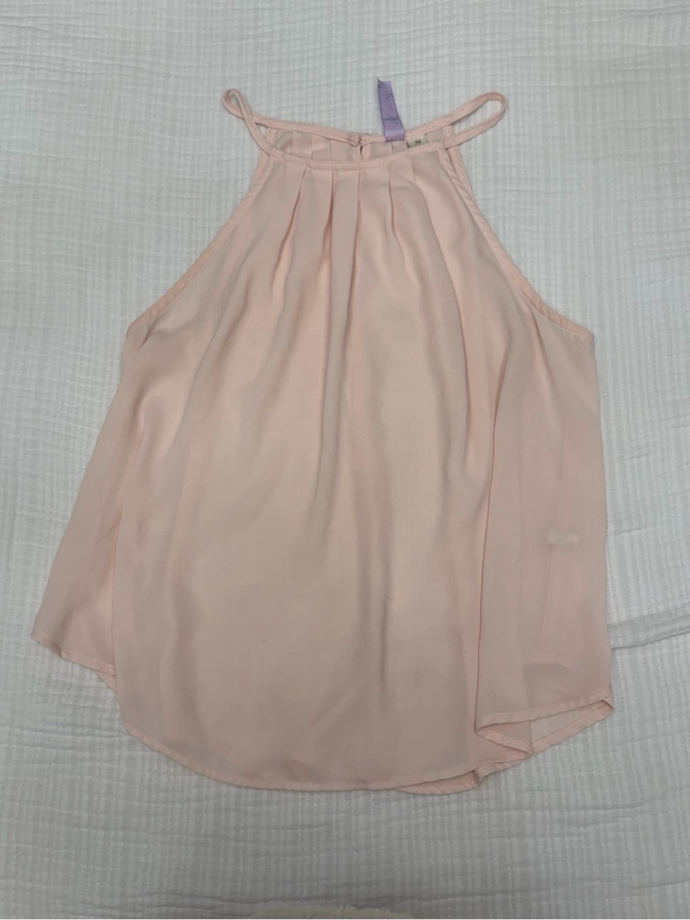 alya soft blush pink sheer pleated halter top